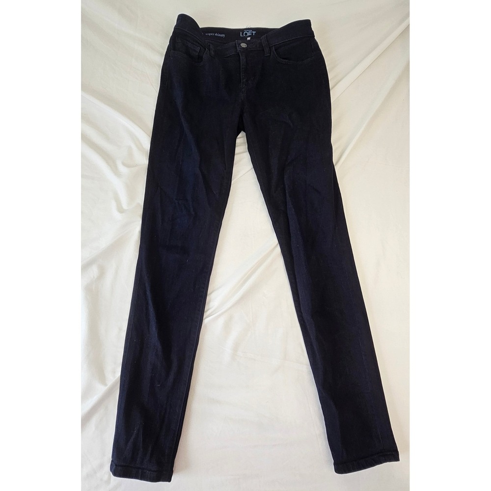 Ann Taylor LOFT Super Skinny Jeans Dark Indigo‎ Wash Size 27/4 Mid Rise Stretch